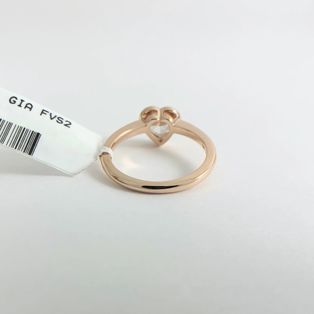 GIA Heart Bezel Solitaire Diamond Engagement Ring 14K Pink Rose Gold, .83 CT - 9