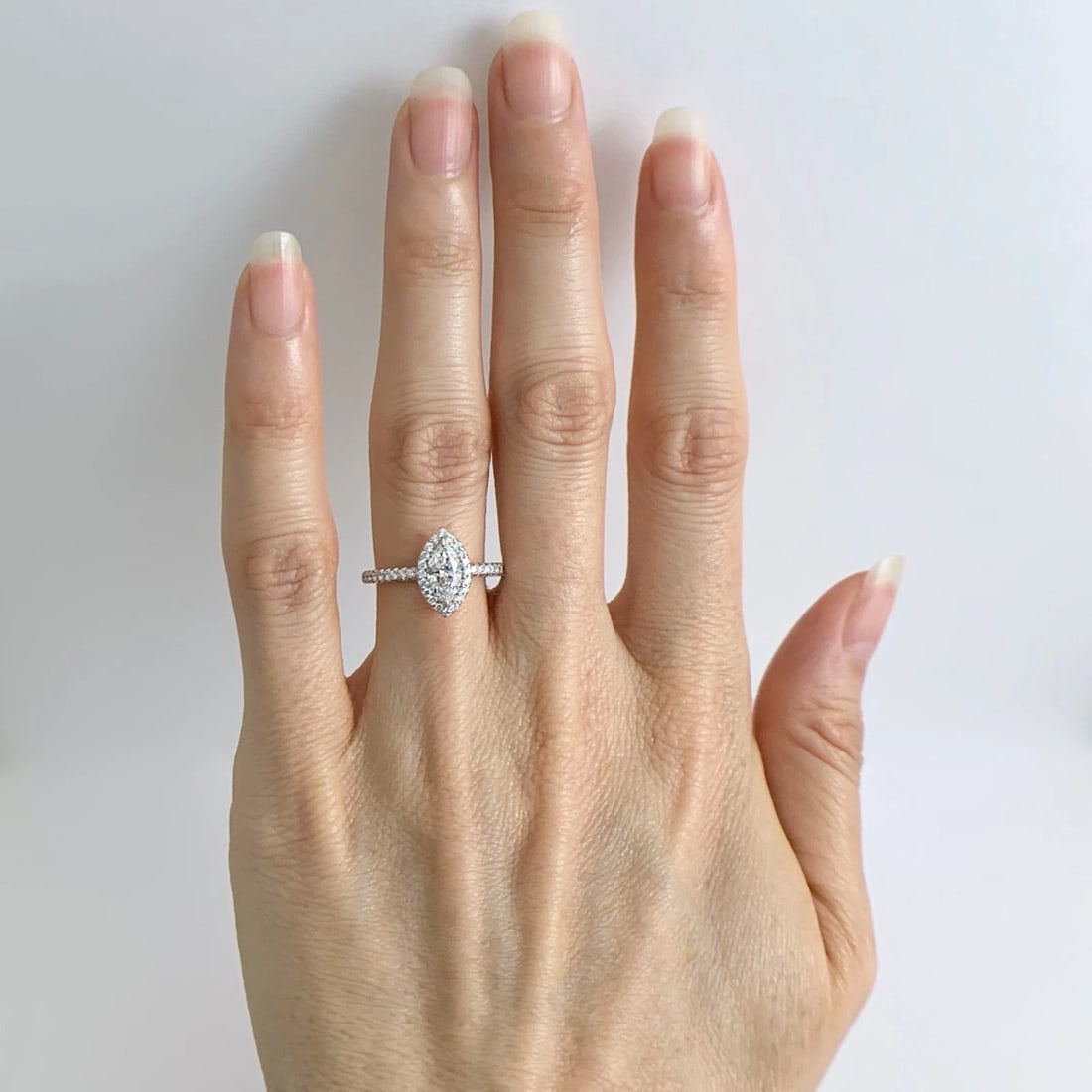 GIA Marquise Halo Diamond Engagement Ring 14K White Gold .77 CTW - 2
