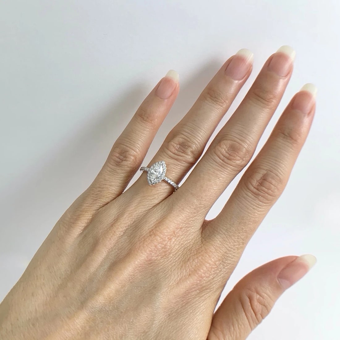 GIA Marquise Halo Diamond Engagement Ring 14K White Gold .77 CTW - 4