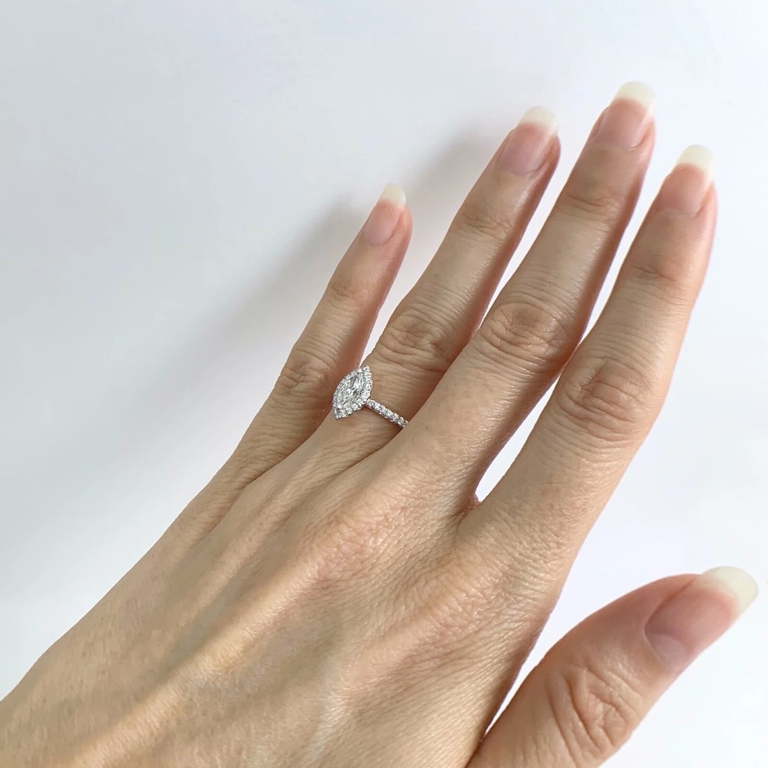 GIA Marquise Halo Diamond Engagement Ring 14K White Gold .77 CTW - 5