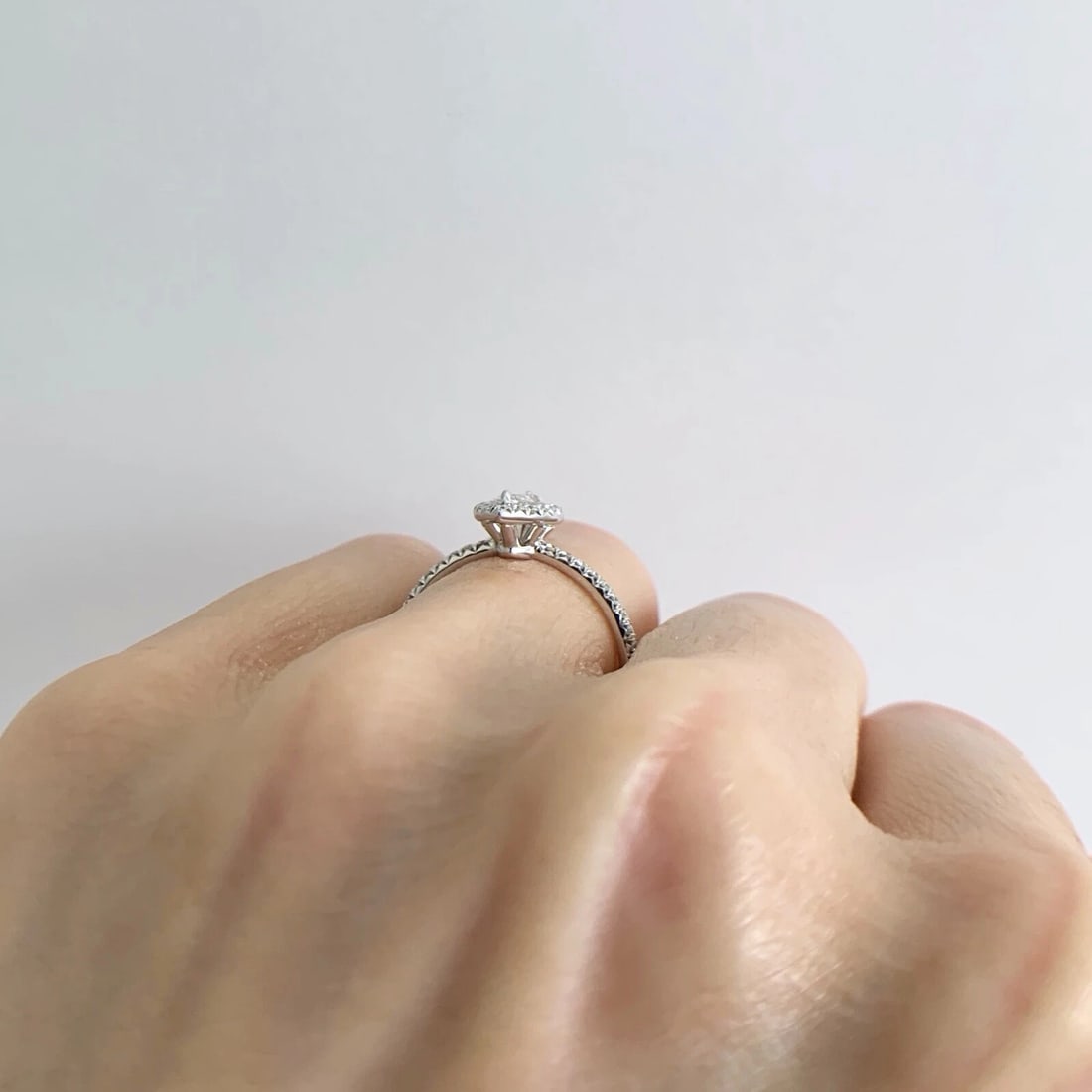 GIA Marquise Halo Diamond Engagement Ring 14K White Gold .77 CTW - 6