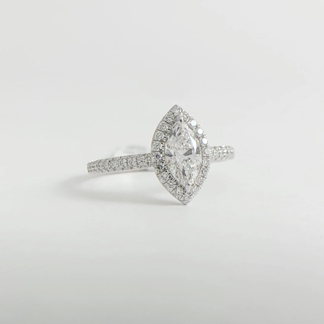 GIA Marquise Halo Diamond Engagement Ring 14K White Gold .77 CTW - 8