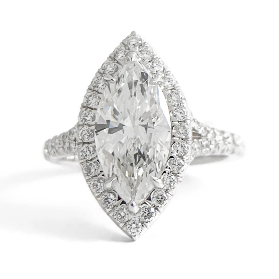 Marquise Halo Diamond Engagement Ring EGL Certified 14K White Gold, 1.95 CTW: Title: Marquise Halo Diamond Engagement Ring EGL Certified 14K White Gold, 1.95 CTW Description: Marquise Halo Diamond Engagement Ring EGL Certified 14K White Gold, 1.95 CTW This is a gorgeous