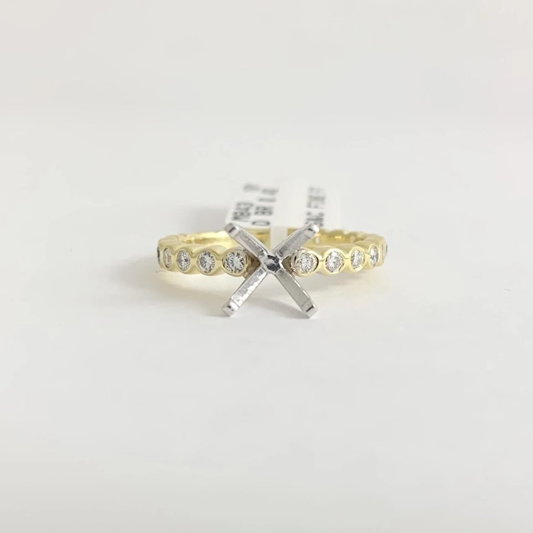 Bezel Diamond Engagement Ring Setting Mounting 18K Yellow Gold, 3.21 Grams - 9
