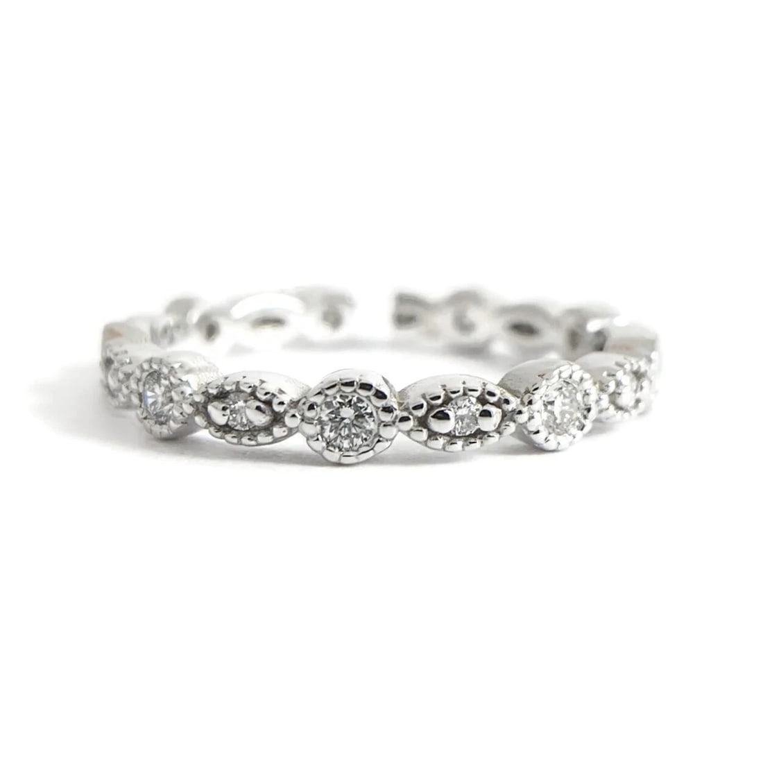 Marquise Round Milgrain Diamond Eternity Ring Wedding Band 14K White Gold, 6.75: Title: Marquise Round Milgrain Diamond Eternity Ring Wedding Band 14K White Gold, 6.75 Description: Marquise Round Milgrain Diamond Eternity Ring Wedding Band 14K White Gold, 6.75 This is a beautiful