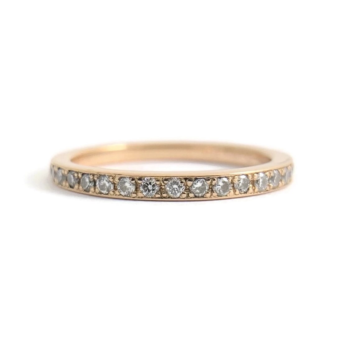 Thin Pave Diamond Wedding Band Ring 18K Pink Rose Gold .27 CTW: Title: Thin Pave Diamond Wedding Band Ring 18K Pink Rose Gold .27 CTW Description: Thin Pave Diamond Wedding Band Ring 18K Pink Rose Gold .27 CTW This is a beautiful wedding band, anniversary ring or 