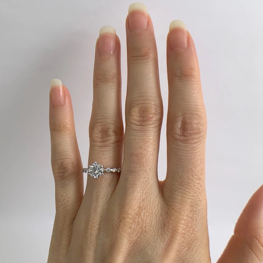 Round 6-Prong Diamond Engagement Ring 14K White Gold, 1.20 CTW, 2.16 Grams - 2