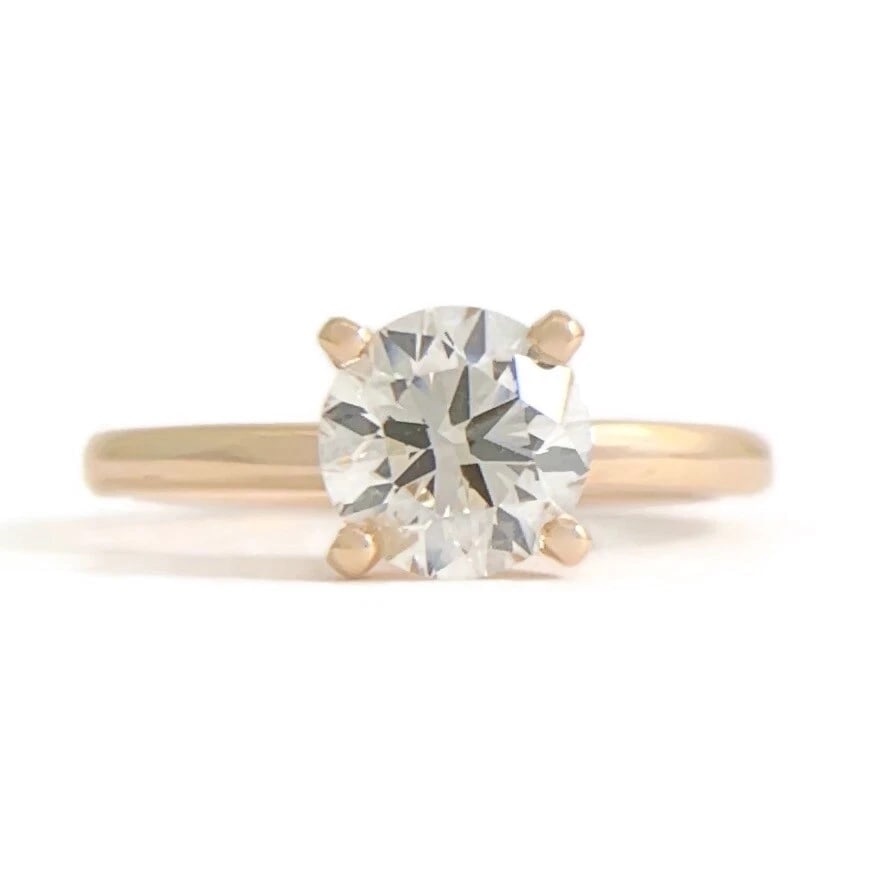 Round Solitaire Diamond Engagement Ring 14K Pink Rose Gold .90 CT, 2.44 Grams (1 of 10)