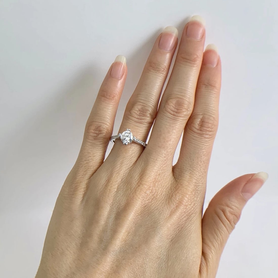 Round Diamond Cross Split Prong Engagement Ring 18K White Gold 1.43 CTW, 4.13 Gr - 4