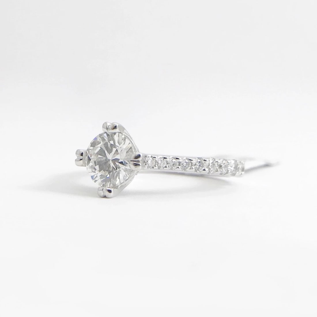 Round Diamond Cross Split Prong Engagement Ring 18K White Gold 1.43 CTW, 4.13 Gr - 7