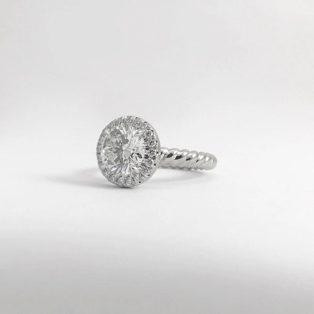 GIA Round Halo Diamond Platinum Engagement Ring 1.76 CTW, 6.72 Grams - 11
