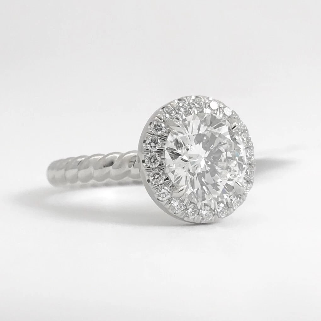 GIA Round Halo Diamond Platinum Engagement Ring 1.76 CTW, 6.72 Grams - 8