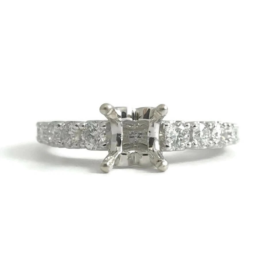 Diamond Heart Engagement Ring Setting Mounting 18K White Gold, .82 CTW, 4.26 Gr: Title: Diamond Heart Engagement Ring Setting Mounting 18K White Gold, .82 CTW, 4.26 Gr Description: Diamond Heart Engagement Ring Setting Mounting 18K White Gold, .82 CTW, 4.26 Grams Make a statement 