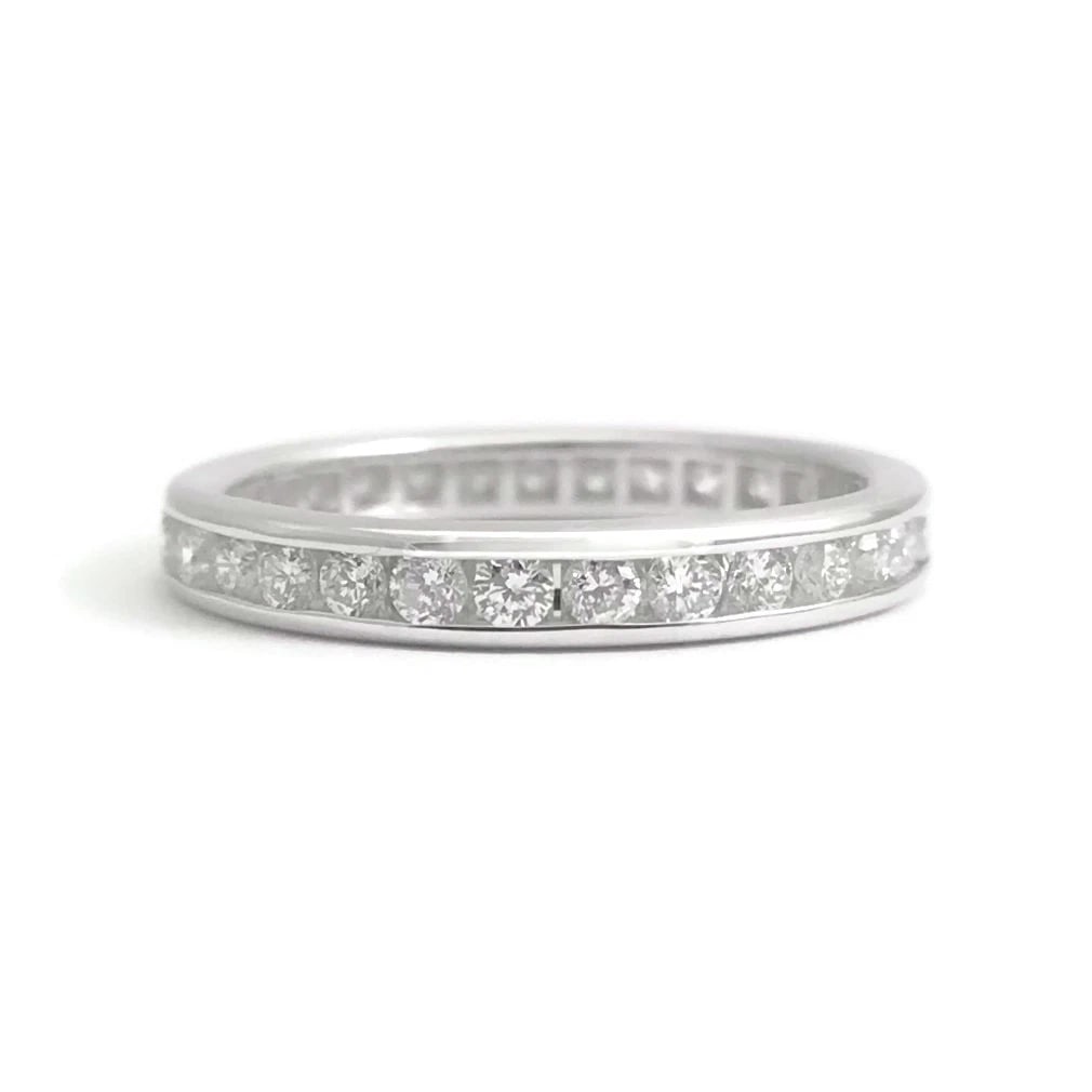 Round Diamond Channel-Set Eternity Wedding Band Ring 14K White Gold, .65 CTW: Title: Round Diamond Channel-Set Eternity Wedding Band Ring 14K White Gold, .65 CTW Description: Round Diamond Channel-Set Eternity Wedding Band Ring 14K White Gold, .65 CTW This is a beautiful