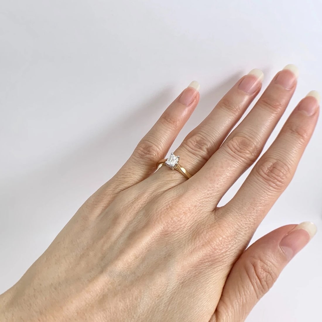 Emerald Cut Solitaire Diamond Engagement Ring 14K Yellow Gold .45 CT, 3.39 Grams - 6