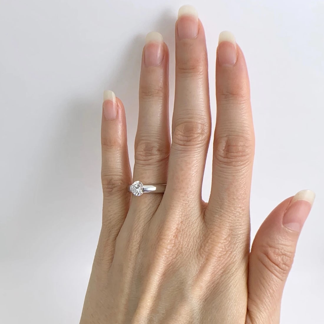 Certified Round Diamond Wide Tension Set Engagement Ring 14K White Gold .96 CT - 3