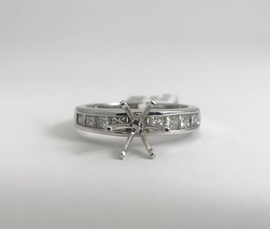 Princess Channel-Set Diamond Engagement Ring Mounting 14K White Gold .65 CTW - 5
