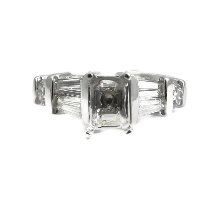 Baguette Round Diamond Engagement Ring Setting Mounting 14K White Gold .59 CTW: Title: Baguette Round Diamond Engagement Ring Setting Mounting 14K White Gold .59 CTW Description: Baguette Round Diamond Engagement Ring Setting Mounting 14K White Gold .59 CTW This stunning diamond 
