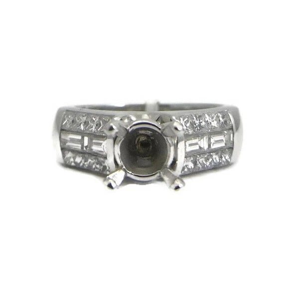 Wide Baguette Princess Diamond Platinum Engagement Ring Setting Mounting .85 CTW: Title: Wide Baguette Princess Diamond Platinum Engagement Ring Setting Mounting .85 CTW Description: Wide Baguette Princess Diamond Platinum Engagement Ring Setting Mounting .85 CTW This stunning diam