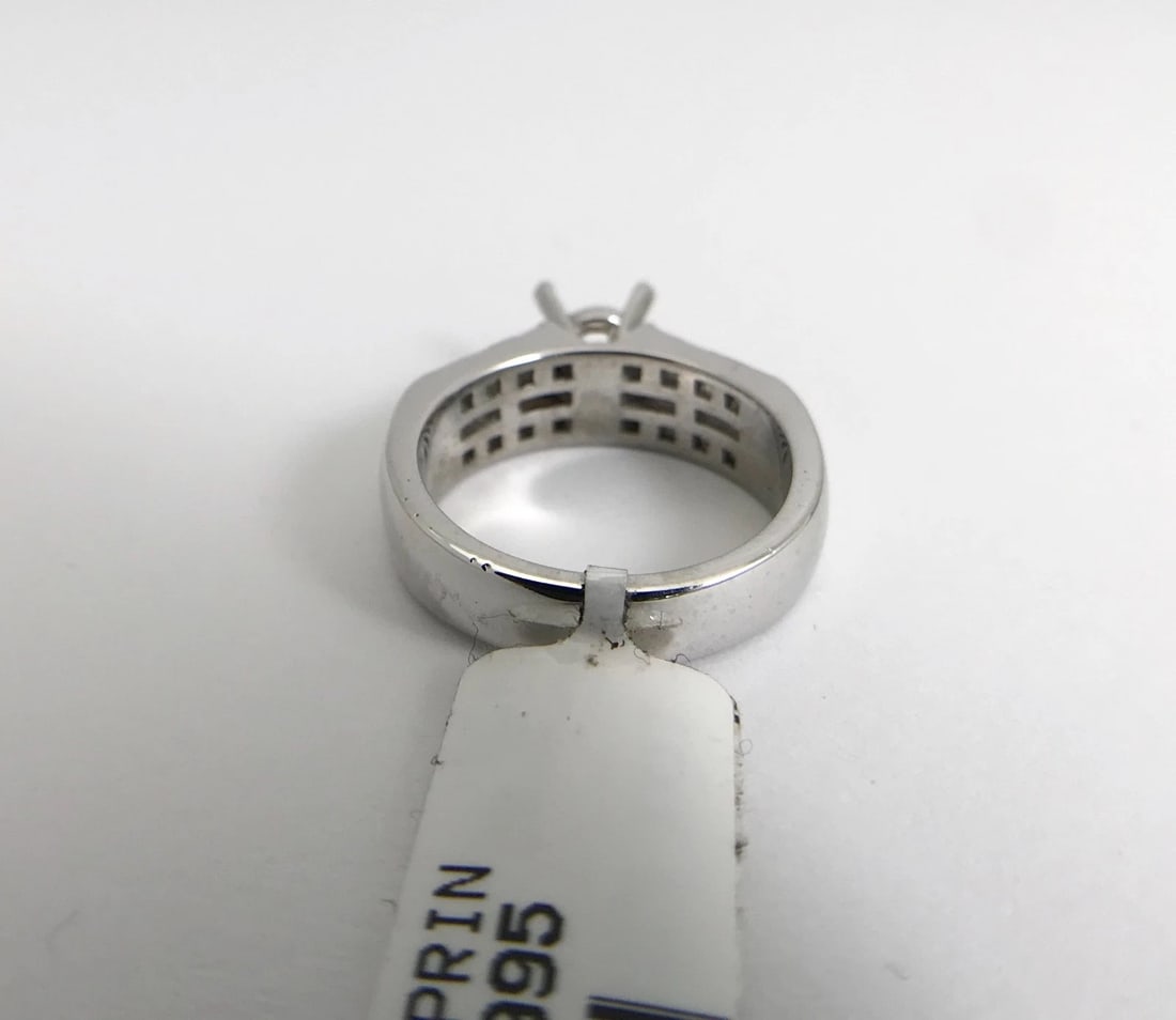 Wide Baguette Princess Diamond Platinum Engagement Ring Setting Mounting .85 CTW - 7