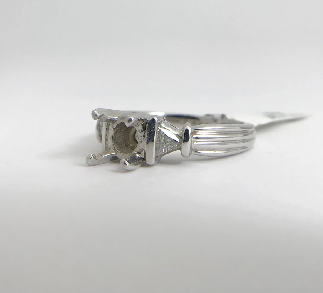 Trillion Triangle Diamond Platinum Engagement Ring Setting Mounting, .20 CTW - 10