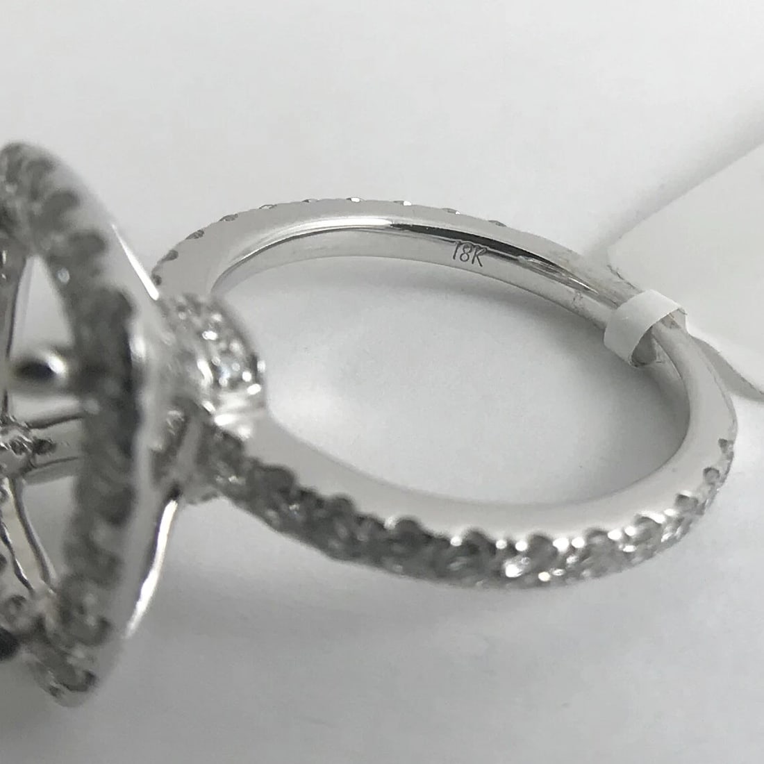 Cushion Halo Diamond Engagement Ring Setting Mounting 18K White Gold, 1.05 CTW - 12