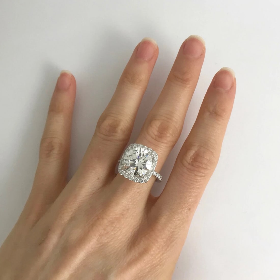 Cushion Halo Diamond Engagement Ring Setting Mounting 18K White Gold, 1.05 CTW - 6