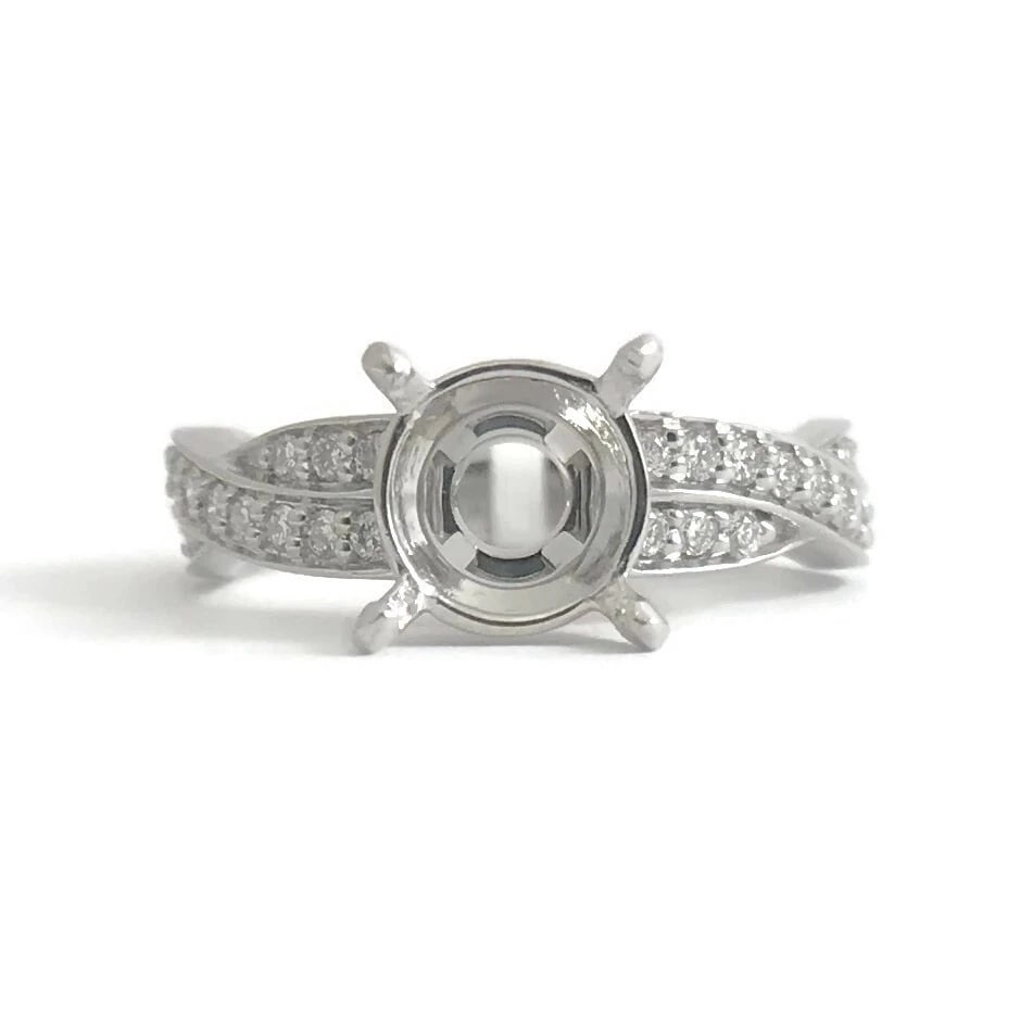 Round Diamond Crisscross Platinum Engagement Ring Setting Mounting, .50 CTW: Title: Round Diamond Crisscross Platinum Engagement Ring Setting Mounting, .50 CTW Description: Round Diamond Crisscross Platinum Engagement Ring Setting Mounting, .50 CTW This stunning diamond engage