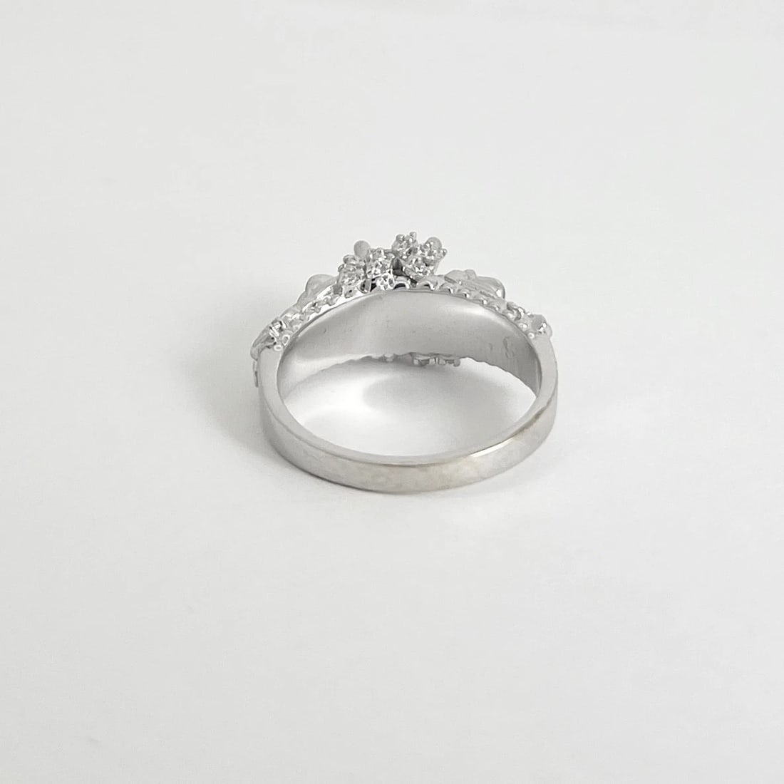 Princess Cut CZ Cubic Zirconia Flower Engagement Ring 10K White Gold, 6.67 Grams - 6