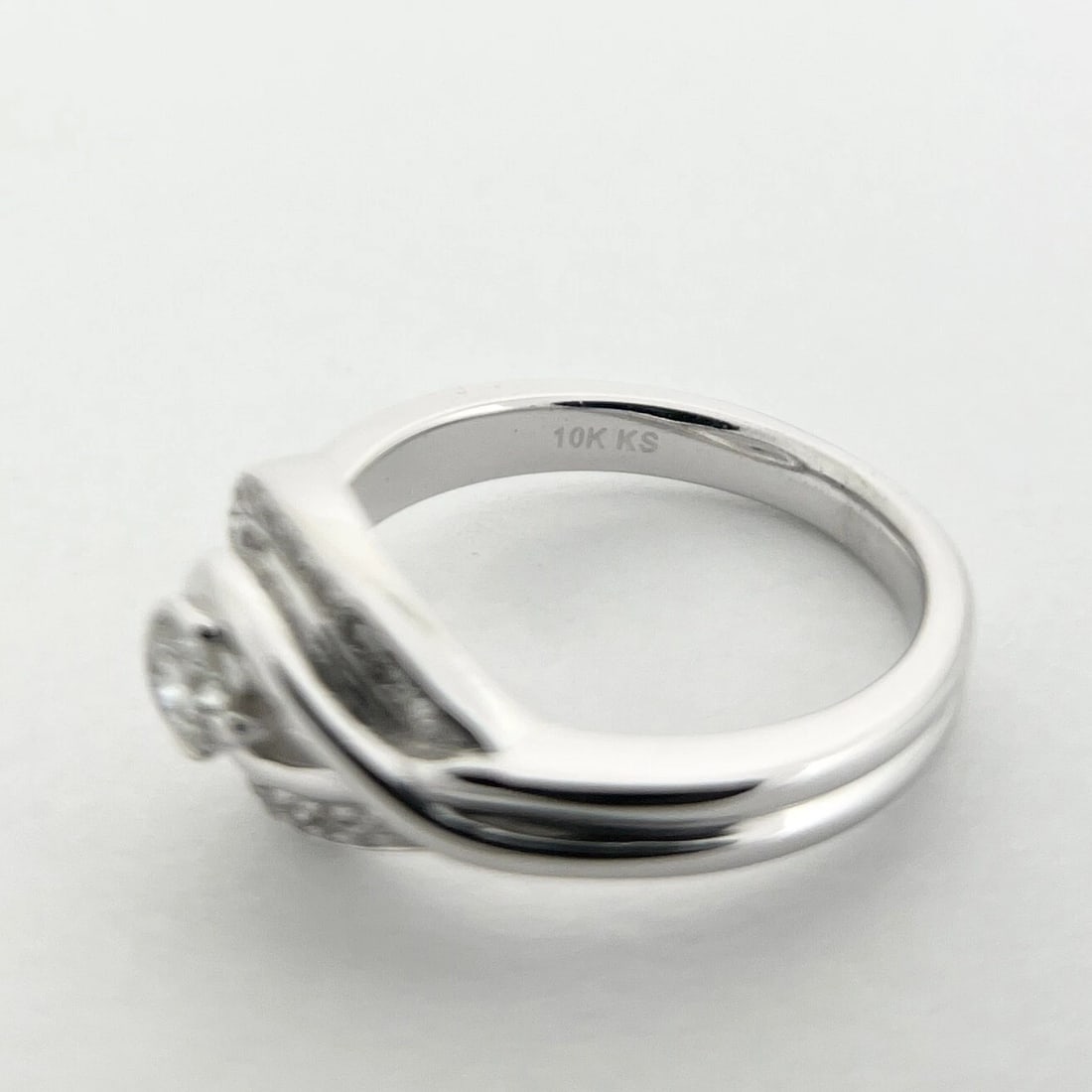 Asymmetrical Diamond Loop Open Eye Halo Ring 10K White Gold, .27 CTW, 4.39 Grams - 9