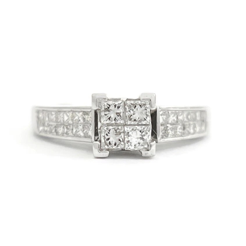 Princess Invisible Set Diamond Engagement Ring 14K White Gold, 1.00 CTW, 3.17 Gr: Title: Princess Invisible Set Diamond Engagement Ring 14K White Gold, 1.00 CTW, 3.17 Gr Description: Princess Invisible Set Diamond Engagement Ring 14K White Gold, 1.00 CTW, 3.17 Gr This is a