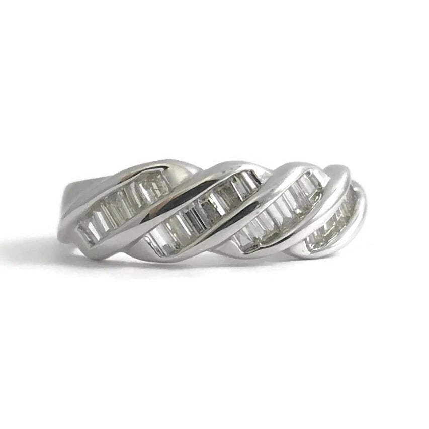 Baguette Diamond Slant Channel-Set Band Ring 14K White Gold, .44 CTW, 3.04 Grams: Title: Baguette Diamond Slant Channel-Set Band Ring 14K White Gold, .44 CTW, 3.04 Grams Description: Baguette Diamond Slanted Channel-Set Band Ring 14K White Gold, .44 CTW, 3.04 Grams This is a