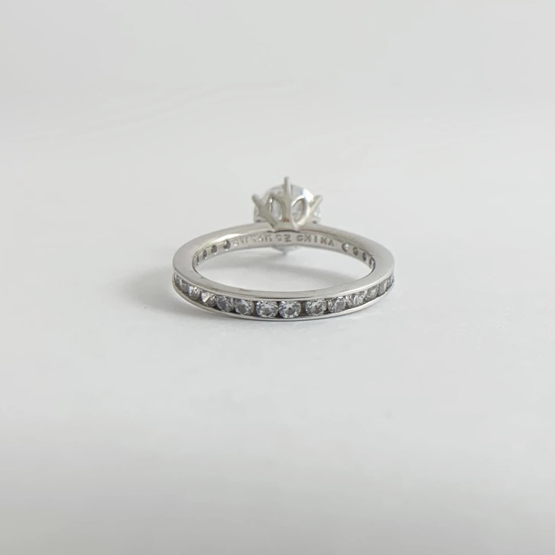 Round CZ Cubic Zirconia Channel-Set Engagement Ring 14K White Gold, 2.54 Grams - 10