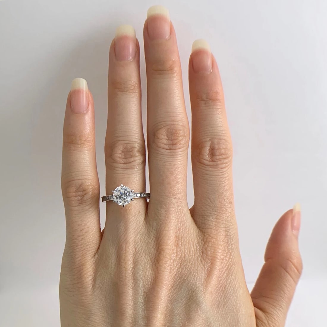 Round CZ Cubic Zirconia Channel-Set Engagement Ring 14K White Gold, 2.54 Grams - 2