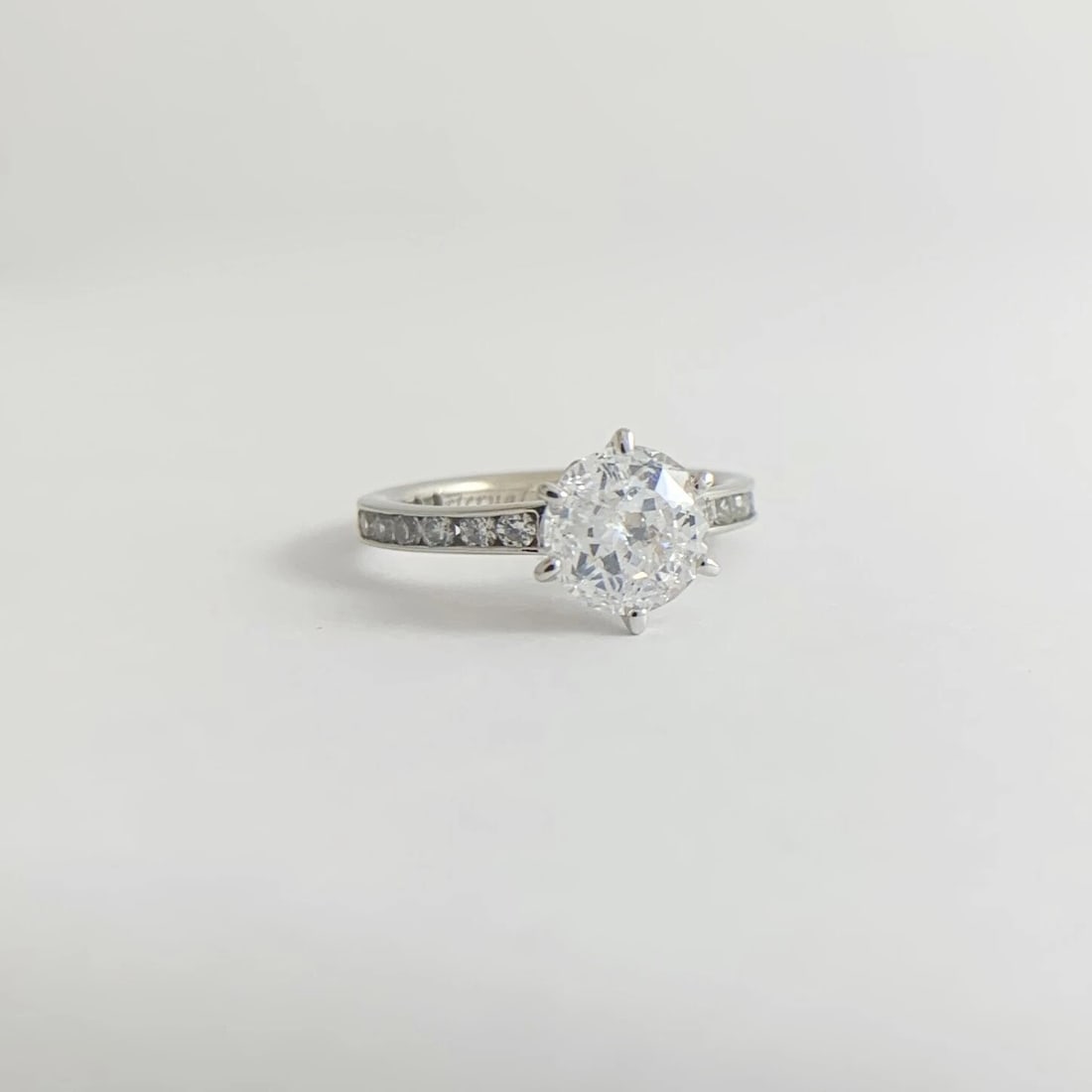 Round CZ Cubic Zirconia Channel-Set Engagement Ring 14K White Gold, 2.54 Grams - 8