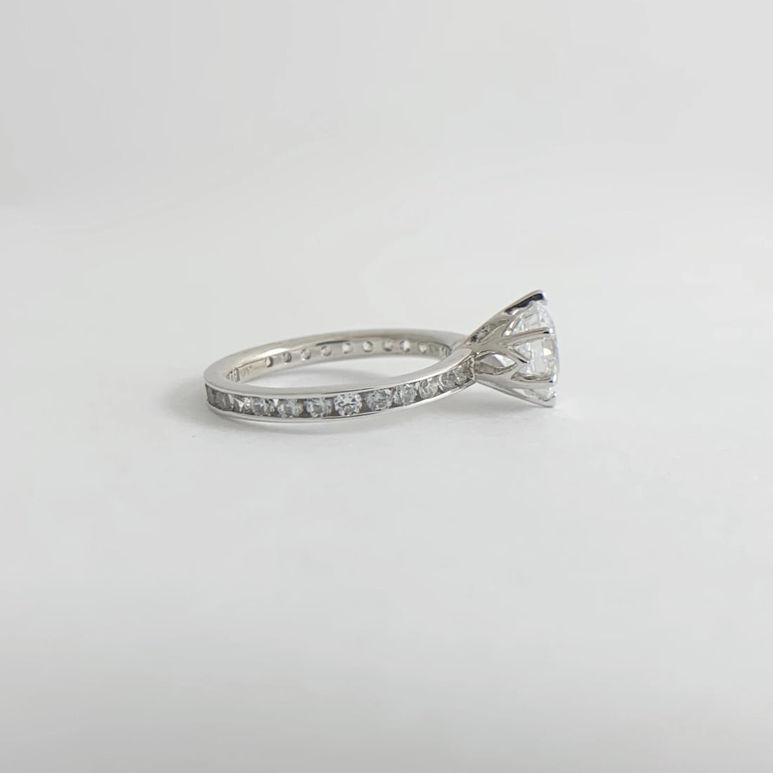 Round CZ Cubic Zirconia Channel-Set Engagement Ring 14K White Gold, 2.54 Grams - 9