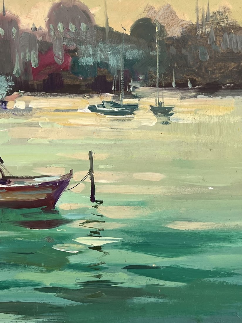 Oil painting Evening over the Pier with boats Yuriy Suprunchuk - 10