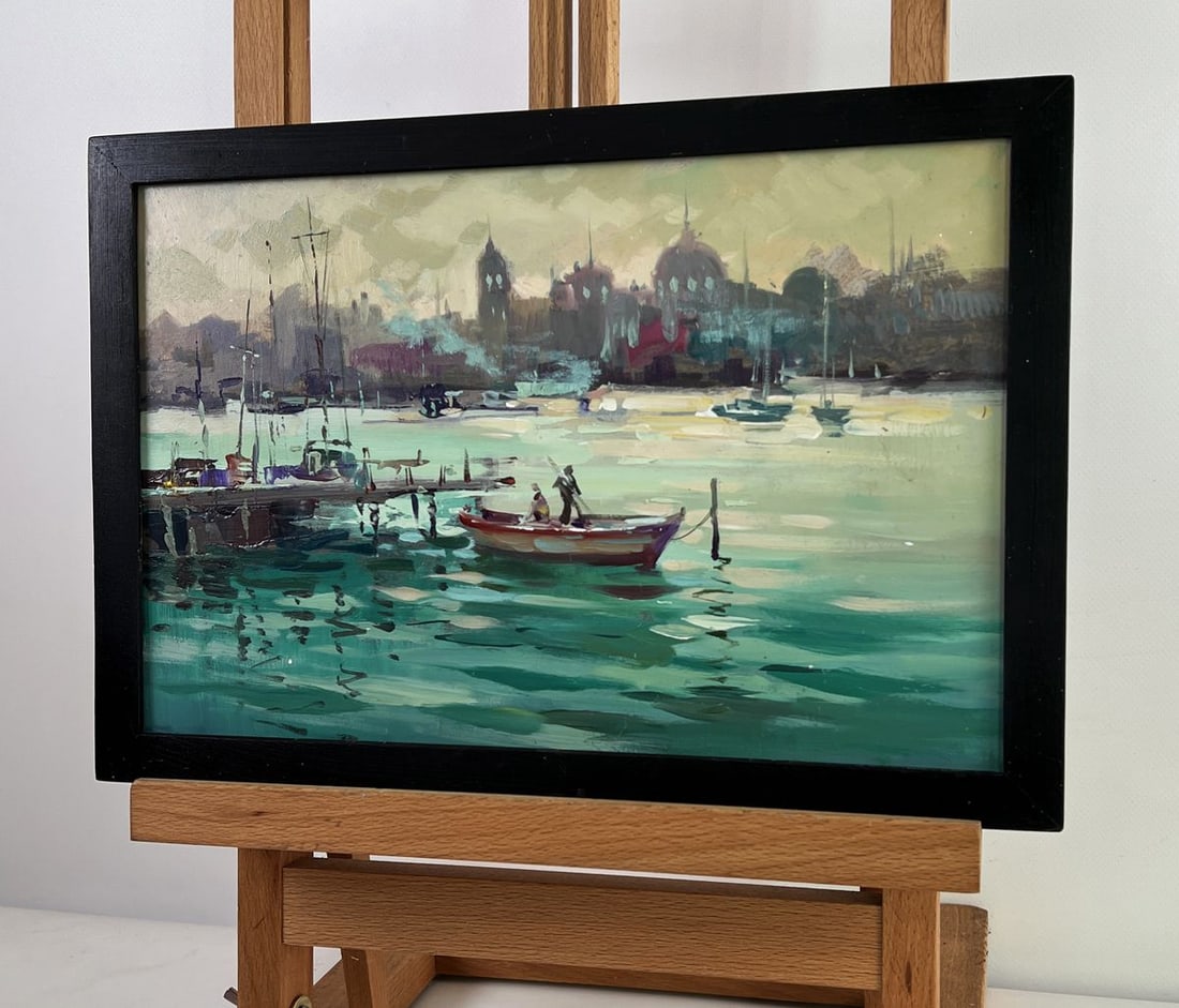 Oil painting Evening over the Pier with boats Yuriy Suprunchuk - 2