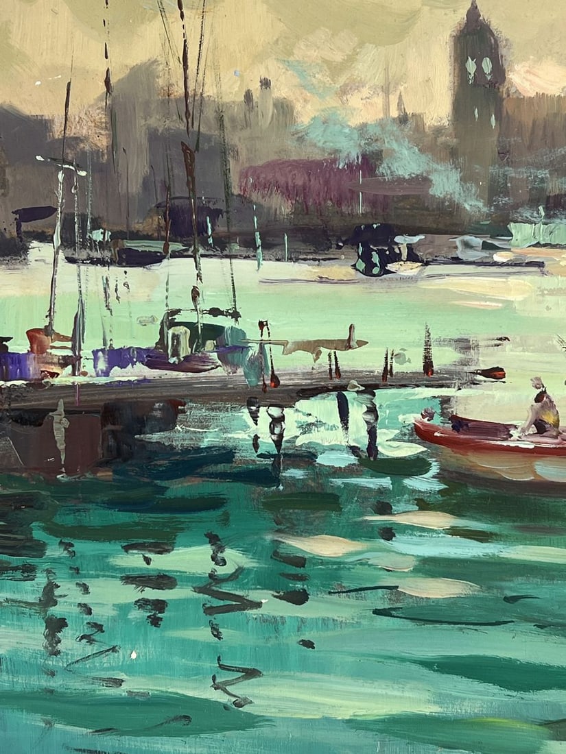 Oil painting Evening over the Pier with boats Yuriy Suprunchuk - 5