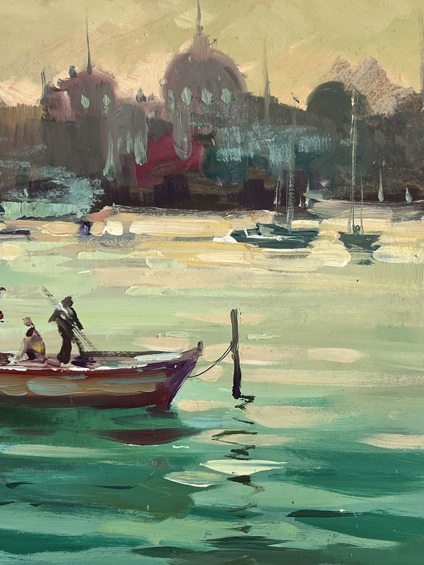 Oil painting Evening over the Pier with boats Yuriy Suprunchuk - 9