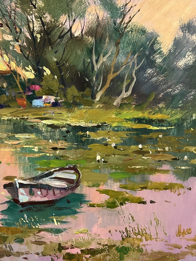 Oil painting Abandoned Boat on the River Yuriy Suprunchuk - 10