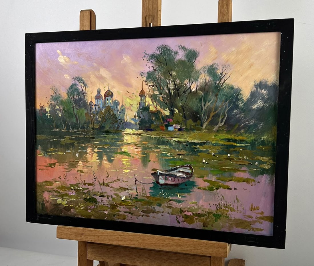 Oil painting Abandoned Boat on the River Yuriy Suprunchuk - 2