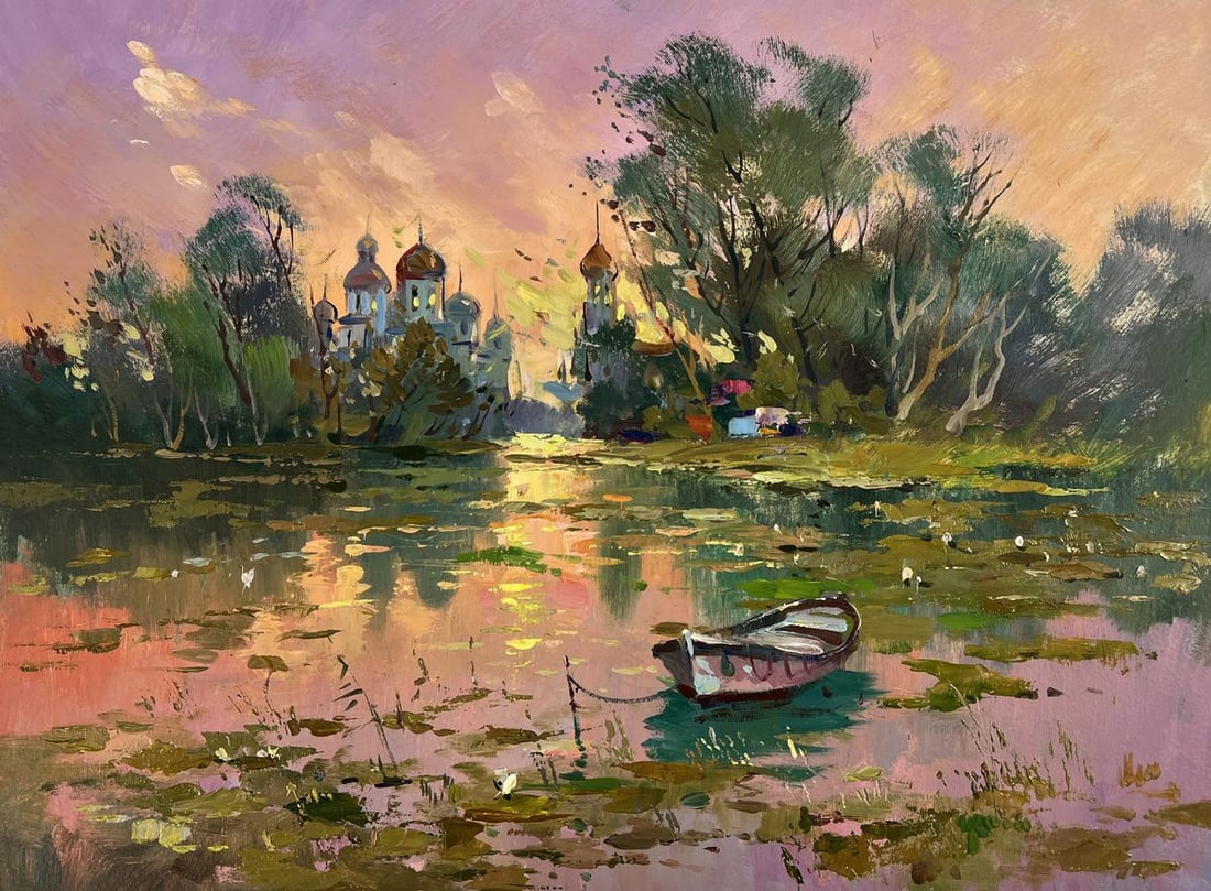 Oil painting Abandoned Boat on the River Yuriy Suprunchuk - 3