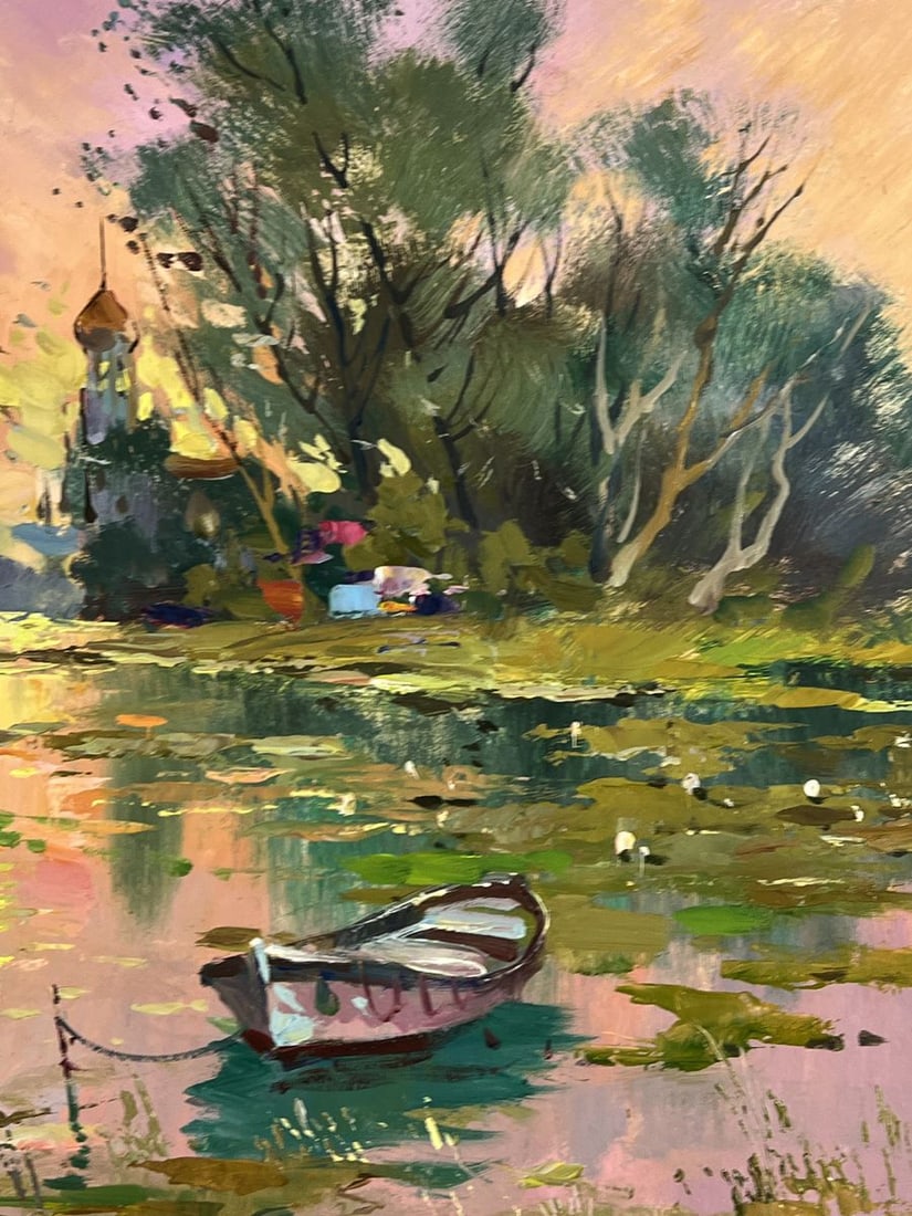 Oil painting Abandoned Boat on the River Yuriy Suprunchuk - 8
