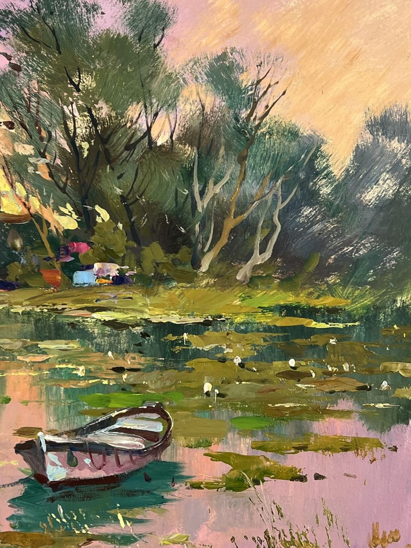 Oil painting Abandoned Boat on the River Yuriy Suprunchuk - 9