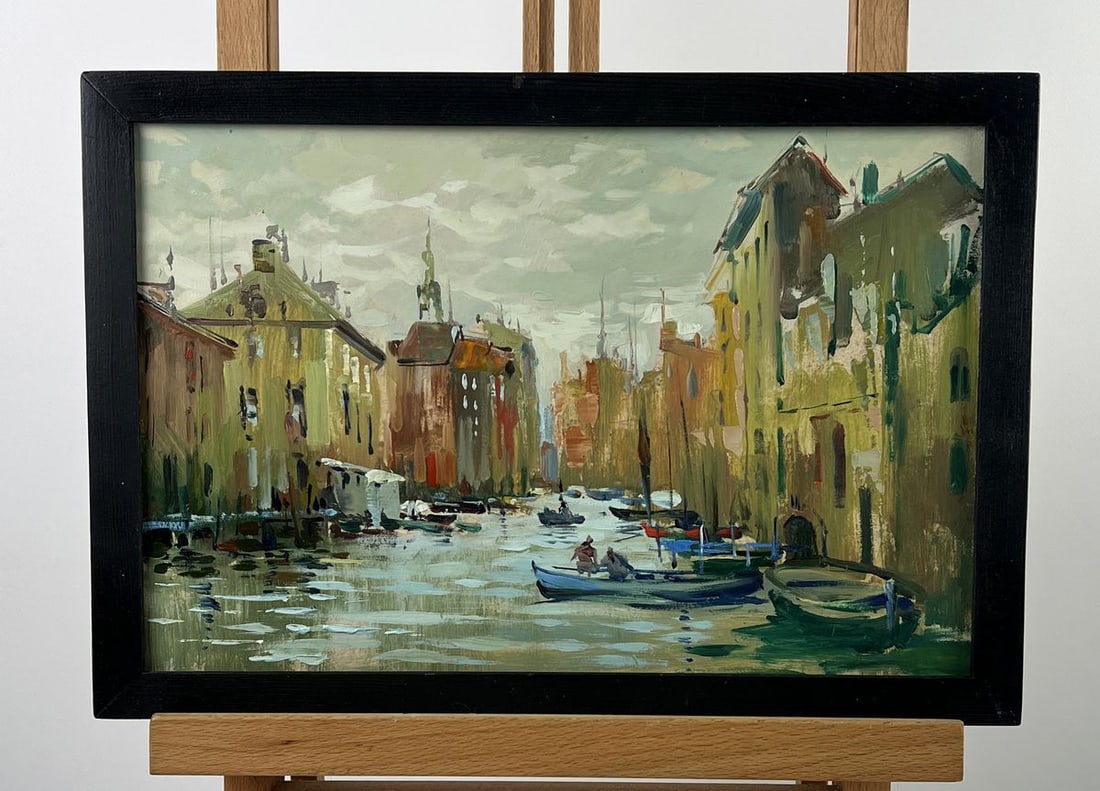 Oil painting River Roads in the Sea City Yuriy Suprunchuk: Title: Oil painting River Roads in the Sea City Yuriy Suprunchuk Description: No.AAA6522 Oil painting River Roads in the Sea City Yuriy Suprunchuk is a sophisticated urban landscape that captures the 