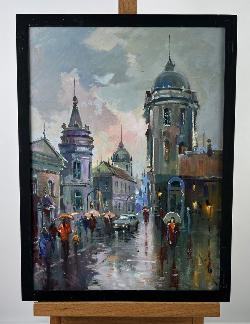 Oil painting Evening City During Rain Yuriy Suprunchuk (1 of 11)