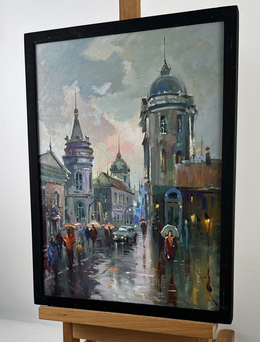 Oil painting Evening City During Rain Yuriy Suprunchuk - 2