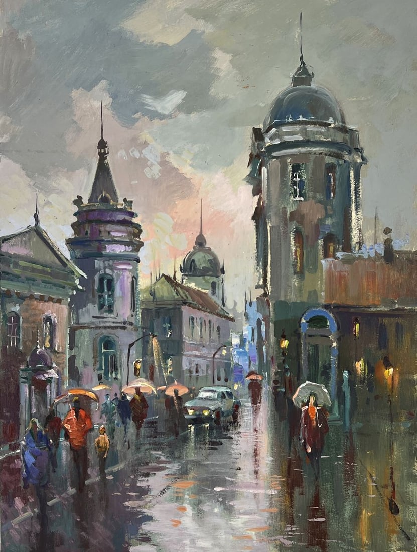 Oil painting Evening City During Rain Yuriy Suprunchuk - 3