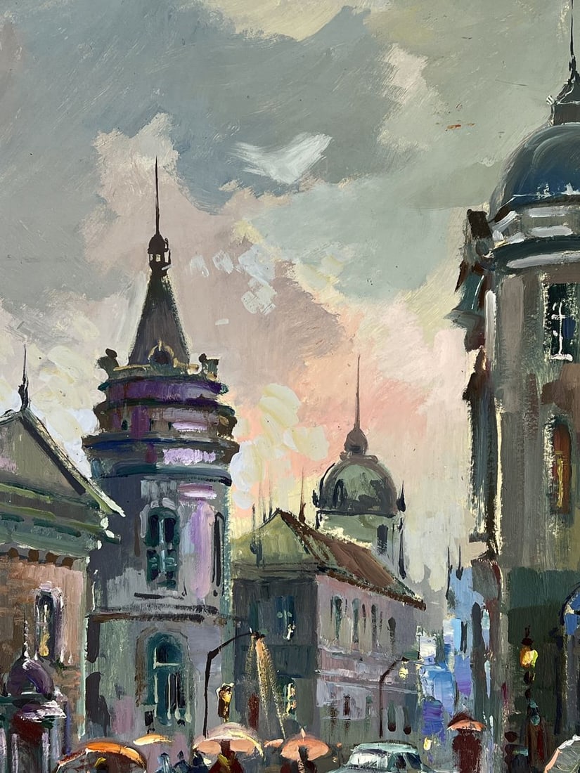 Oil painting Evening City During Rain Yuriy Suprunchuk - 4